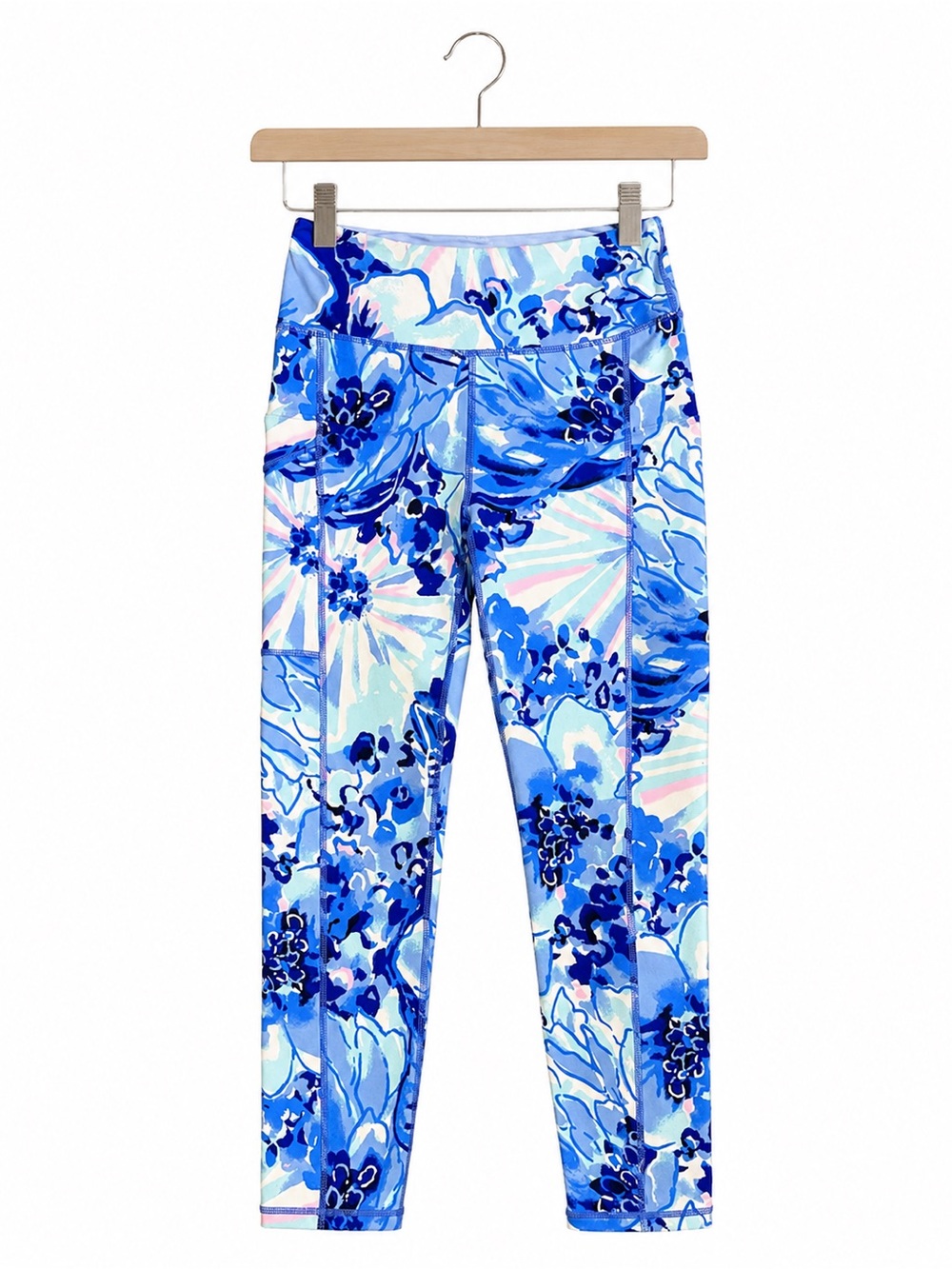 Lilly Pulitzer Luxletic Weekender High Rise Midi Leggings Blue Floral Small